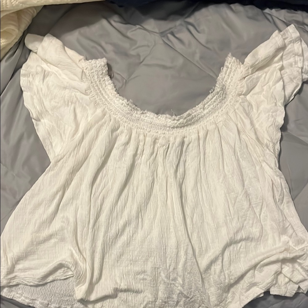 Living Folk Off-Shoulder Blouse - Cream/White, Size Large